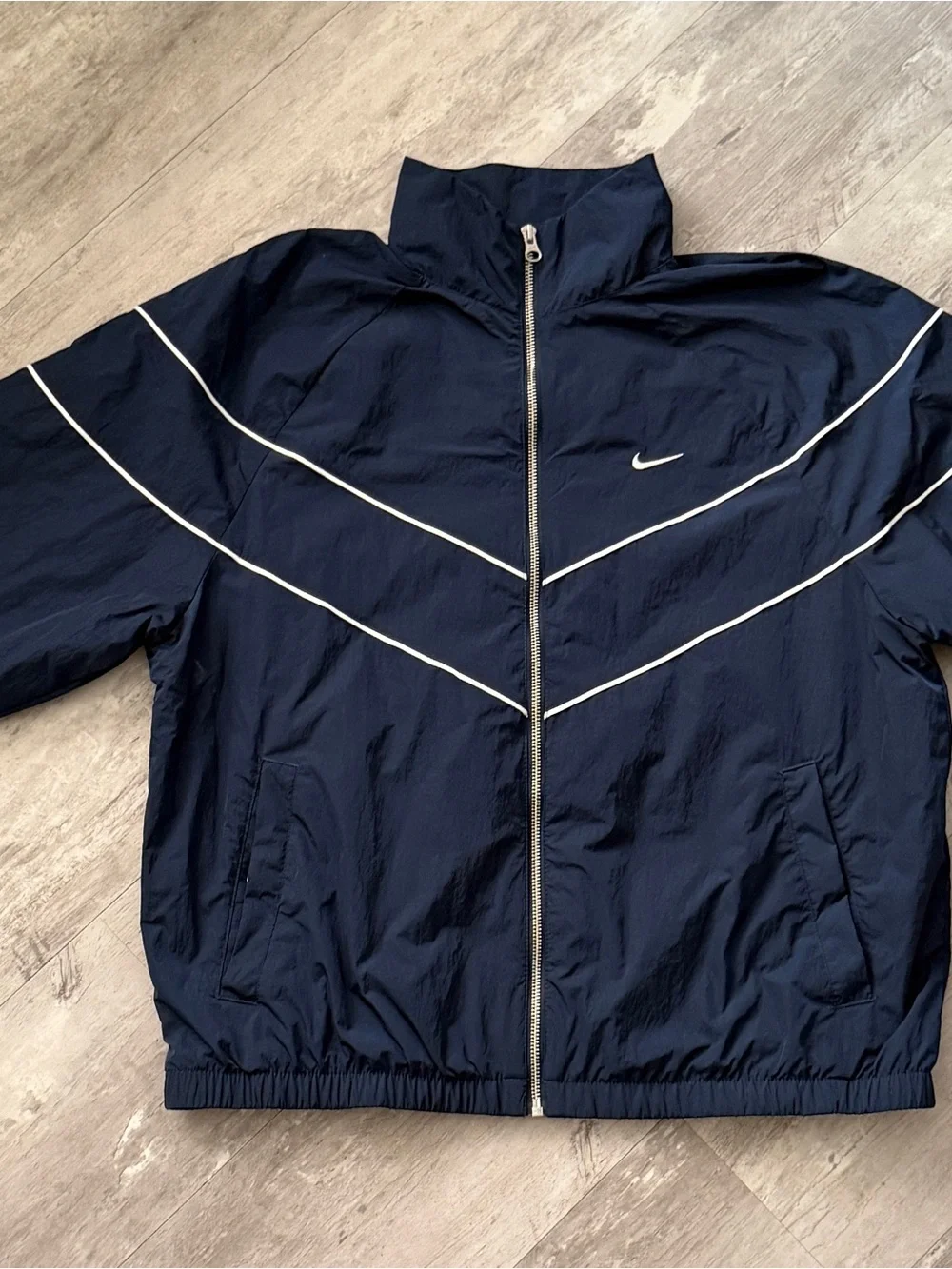 Nike Navy Blue UV windbreaker women’s jacket-retro 90s Style Y2K Sportswear LG